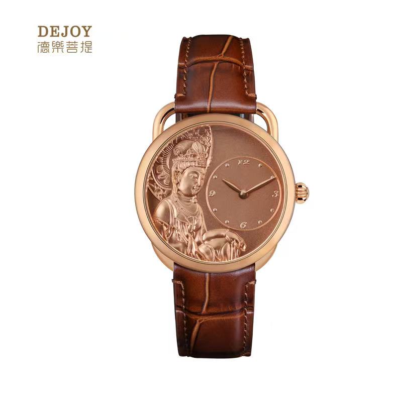 【DEJOY BODHI】Kwan Yin Relief Watch Silver & Gold | Buddhist Luxury Timepiece