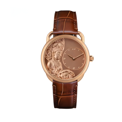 【DEJOY BODHI】Kwan Yin Relief Watch Silver & Gold | Buddhist Luxury Timepiece