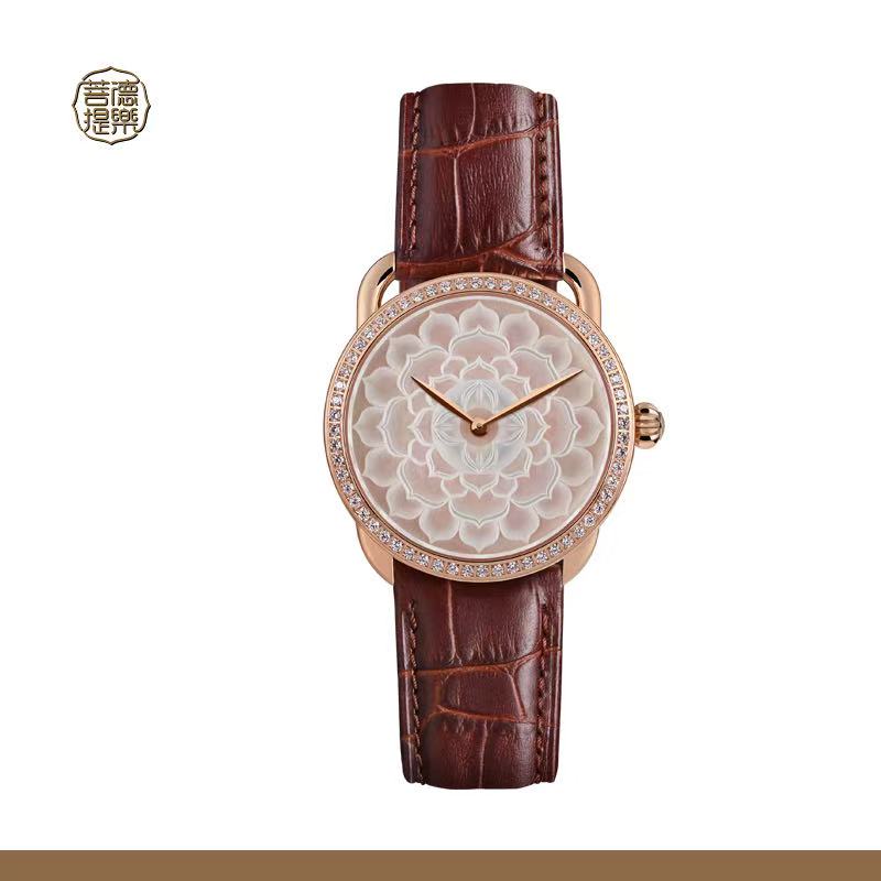 【DEJOY BODHI】38mm Thousand Layer Lotus Mother of Pearl Relief Watch | Buddhist Luxury Timepiece