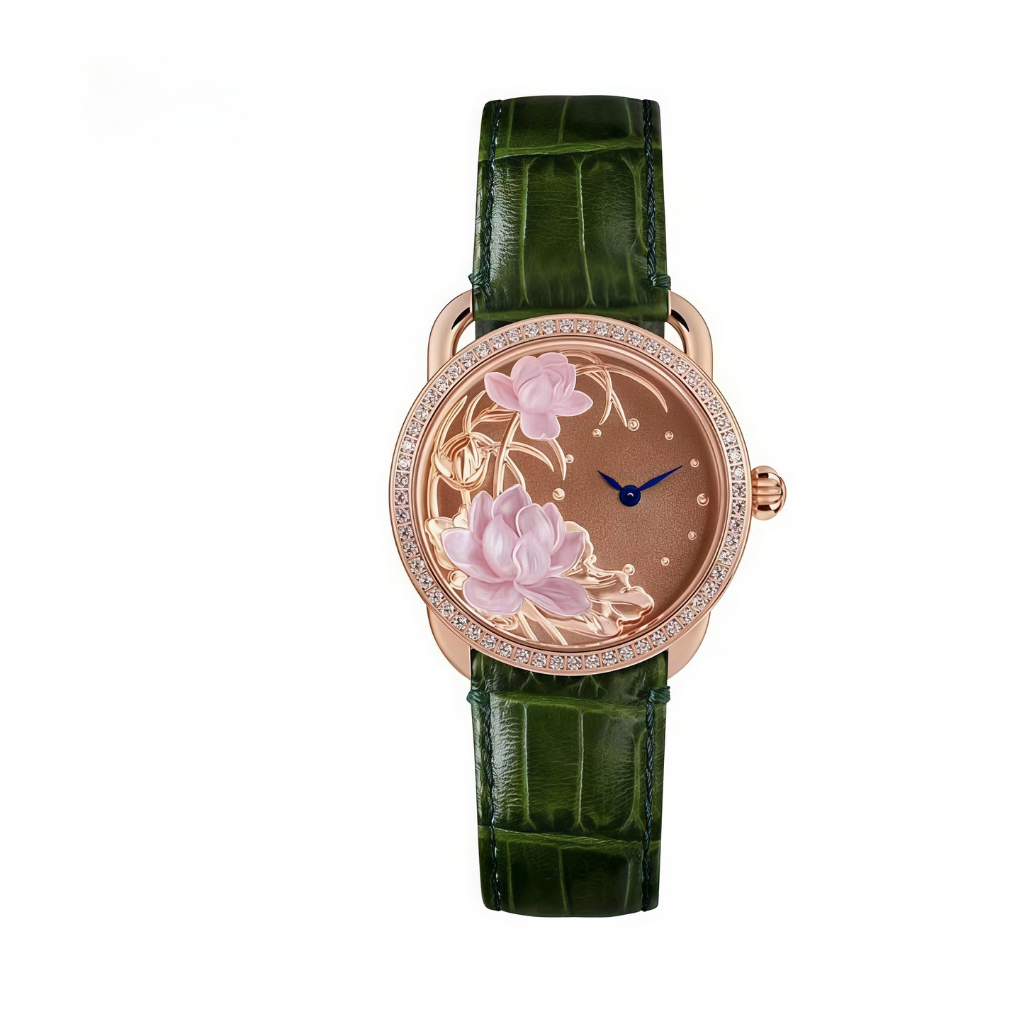 【DEJOY BODHI】Double Lotus Mother of Pearl Relief Watch | Buddhist Luxury Timepiece