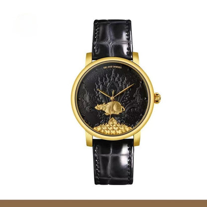 【DEJOY BODHI】45mm Jambhala Wealth Rat Relief Watch | Buddhist Luxury Timepiece