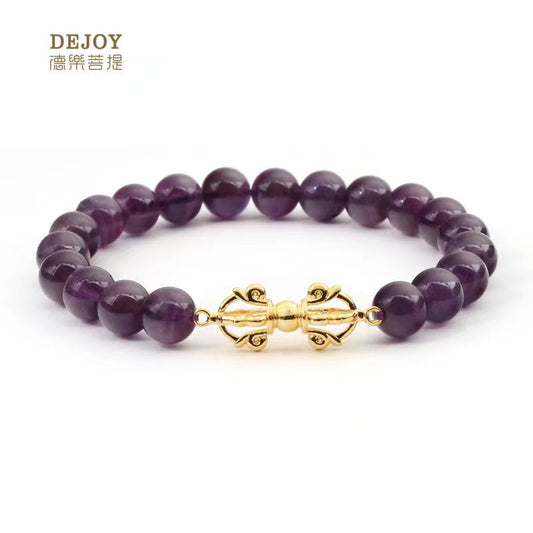 Amethyst Vajra Pestle Amulet Bracelet | Buddhist Gemstone Jewelry