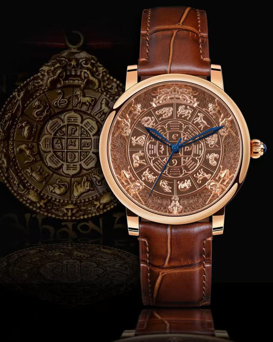 【DEJOY BODHI】45mm Nine Palaces Bagua Mantra Wheel Mechanical Watch | Ultimate Buddhist Luxury