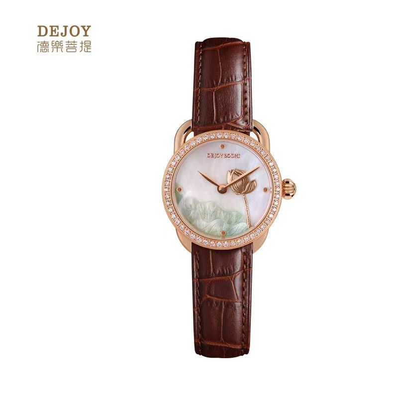 【DEJOY BODHI】27mm Solitary Lotus Relief Watch | Buddhist Women's Luxury Timepiece