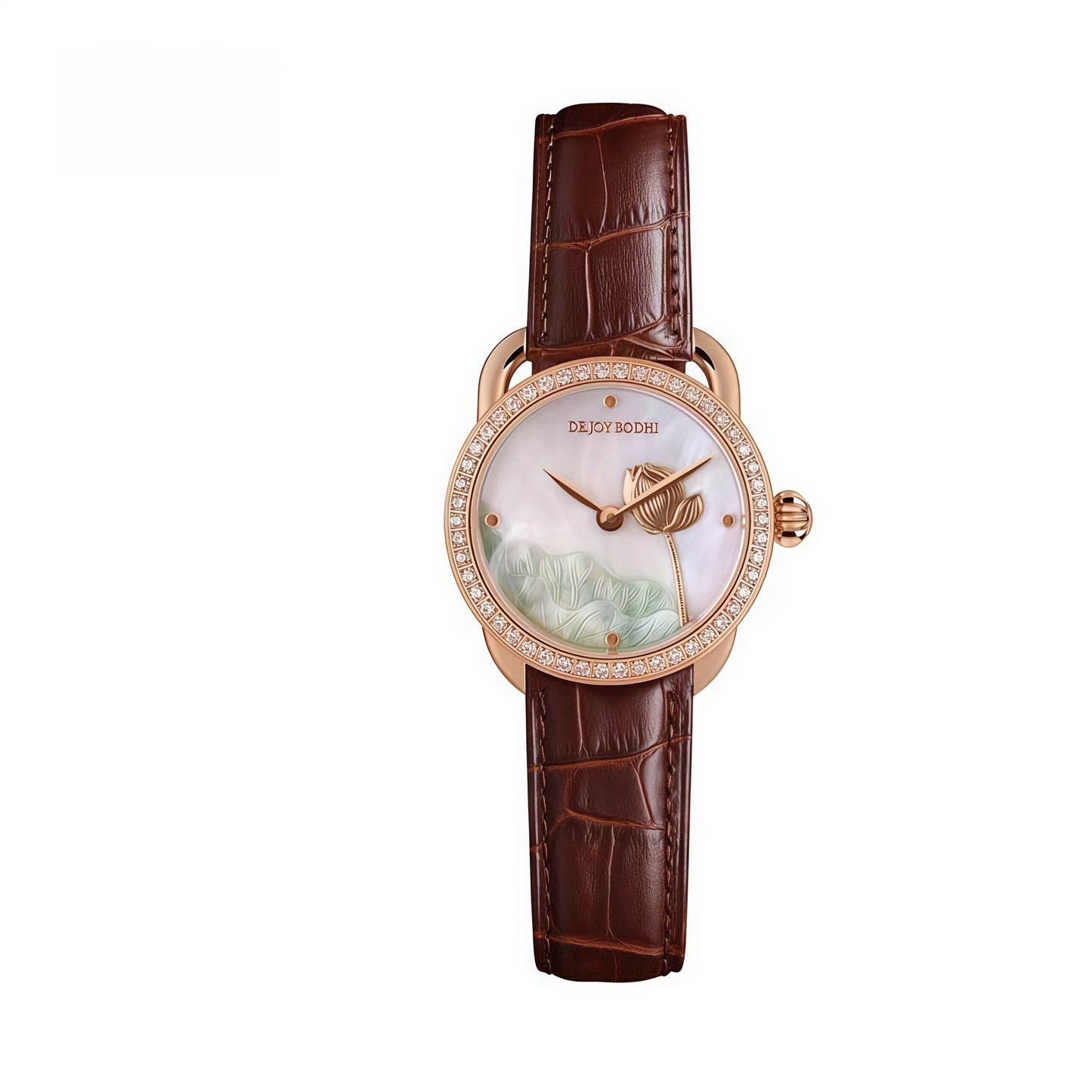 【DEJOY BODHI】27mm Solitary Lotus Relief Watch | Buddhist Women's Luxury Timepiece