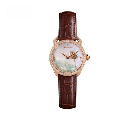 【DEJOY BODHI】27mm Solitary Lotus Relief Watch | Buddhist Women's Luxury Timepiece