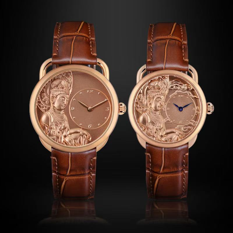 【DEJOY BODHI】Kwan Yin Relief Watch Silver & Gold | Buddhist Luxury Timepiece