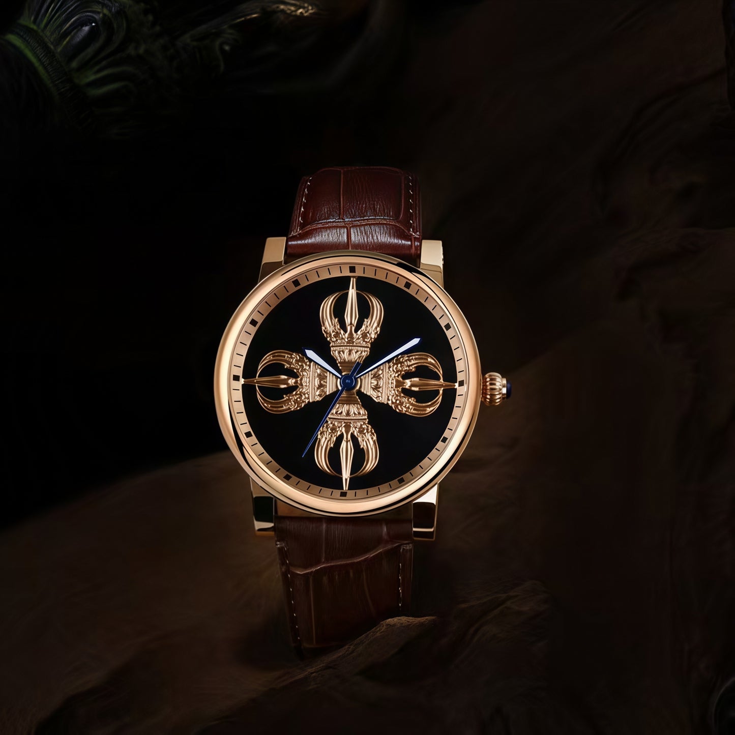 Buddha Hour 45mm Crossed Vajra Mechanical Watch – Buddhist dharma collector's timepiece, Miyota automatic movement, 45mm large case, sapphire crystal, 5ATM