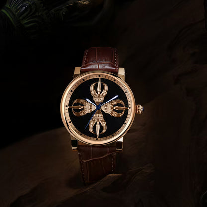 Buddha Hour 45mm Crossed Vajra Mechanical Watch – Buddhist dharma collector's timepiece, Miyota automatic movement, 45mm large case, sapphire crystal, 5ATM
