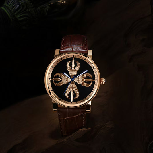 Buddha Hour 45mm Crossed Vajra Mechanical Watch – Buddhist dharma collector's timepiece, Miyota automatic movement, 45mm large case, sapphire crystal, 5ATM