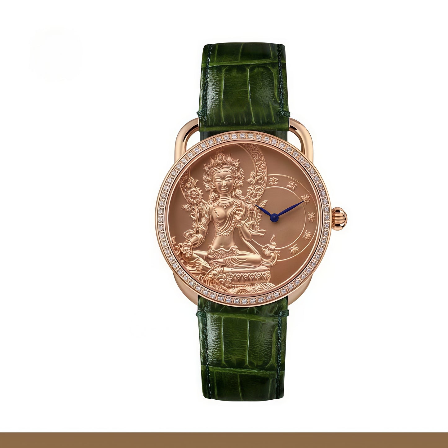 【DEJOY BODHI】Green Arya Tara Relief Watch | Buddhist Diamond Luxury Timepiece