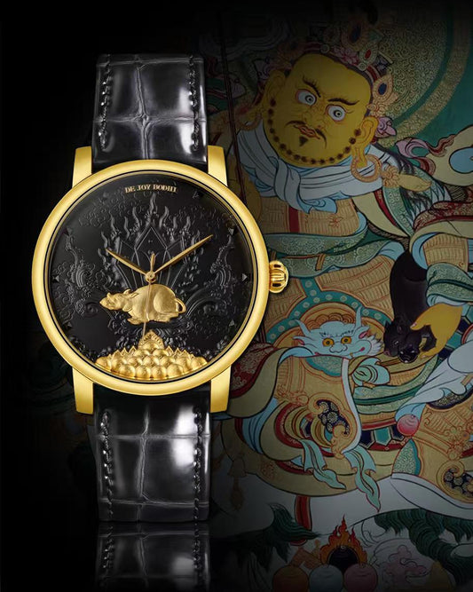 【DEJOY BODHI】45mm Jambhala Wealth Rat Relief Watch | Buddhist Luxury Timepiece