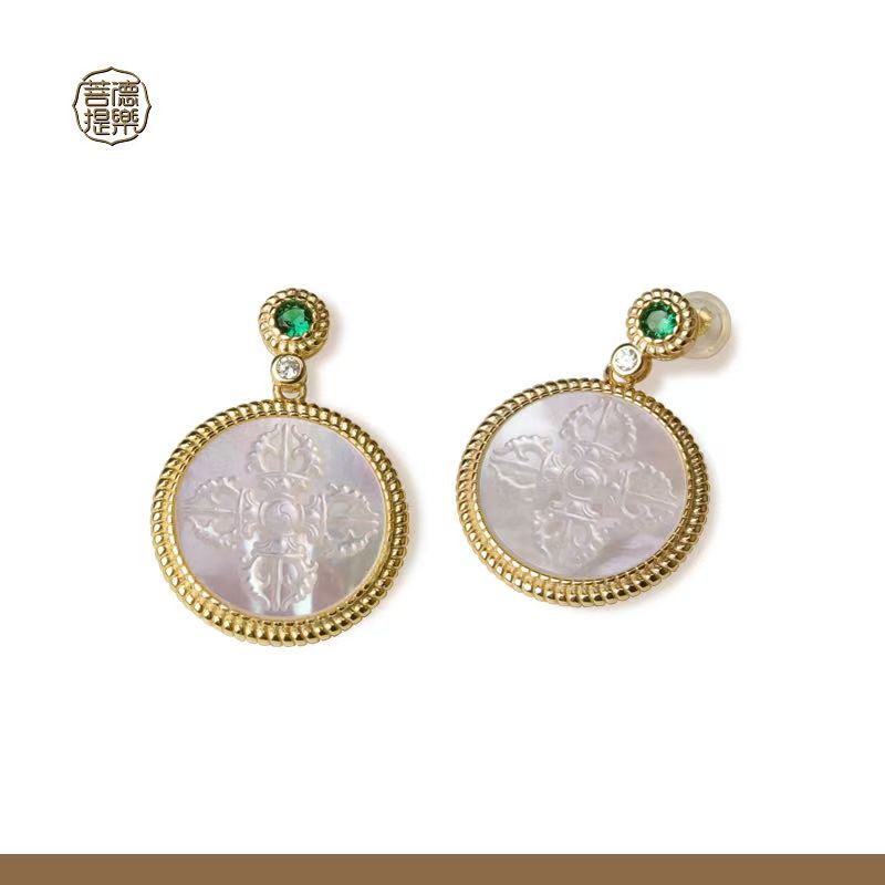 Vajra Pestle Drop Earrings | Premium Buddhist Sacred Jewelry