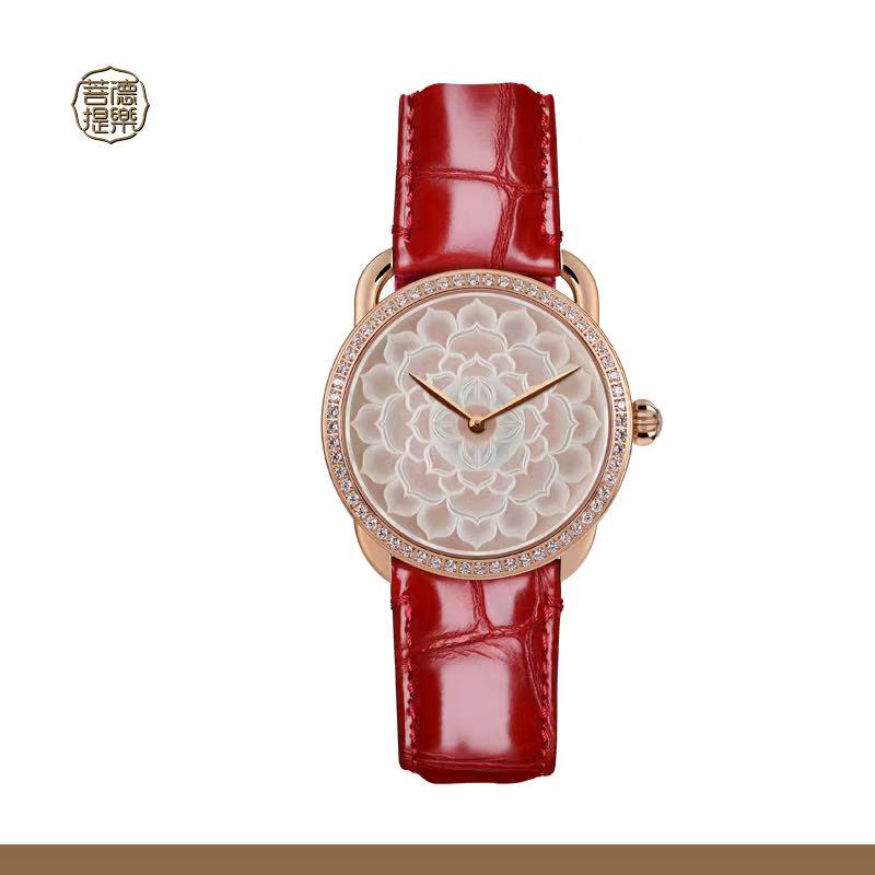 【DEJOY BODHI】38mm Thousand Layer Lotus Mother of Pearl Relief Watch | Buddhist Luxury Timepiece