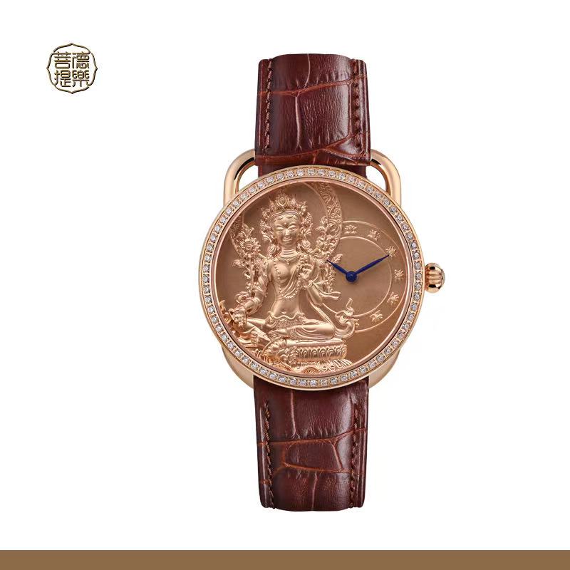 【DEJOY BODHI】Green Arya Tara Relief Watch | Buddhist Diamond Luxury Timepiece