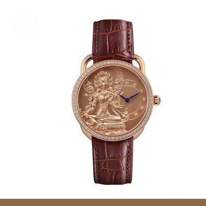 【DEJOY BODHI】Green Arya Tara Relief Watch | Buddhist Diamond Luxury Timepiece