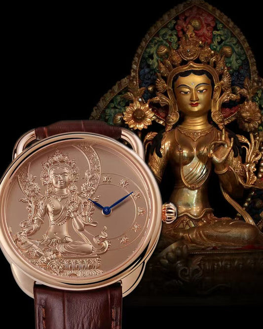 【DEJOY BODHI】Green Arya Tara Relief Watch | Buddhist Diamond Luxury Timepiece