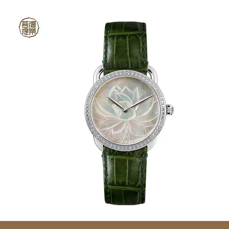 【DEJOY BODHI】38mm Lotus Mother of Pearl Relief Watch | Buddhist Luxury Timepiece