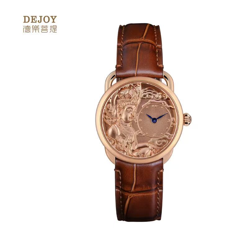 【DEJOY BODHI】Kwan Yin Relief Watch Silver & Gold | Buddhist Luxury Timepiece