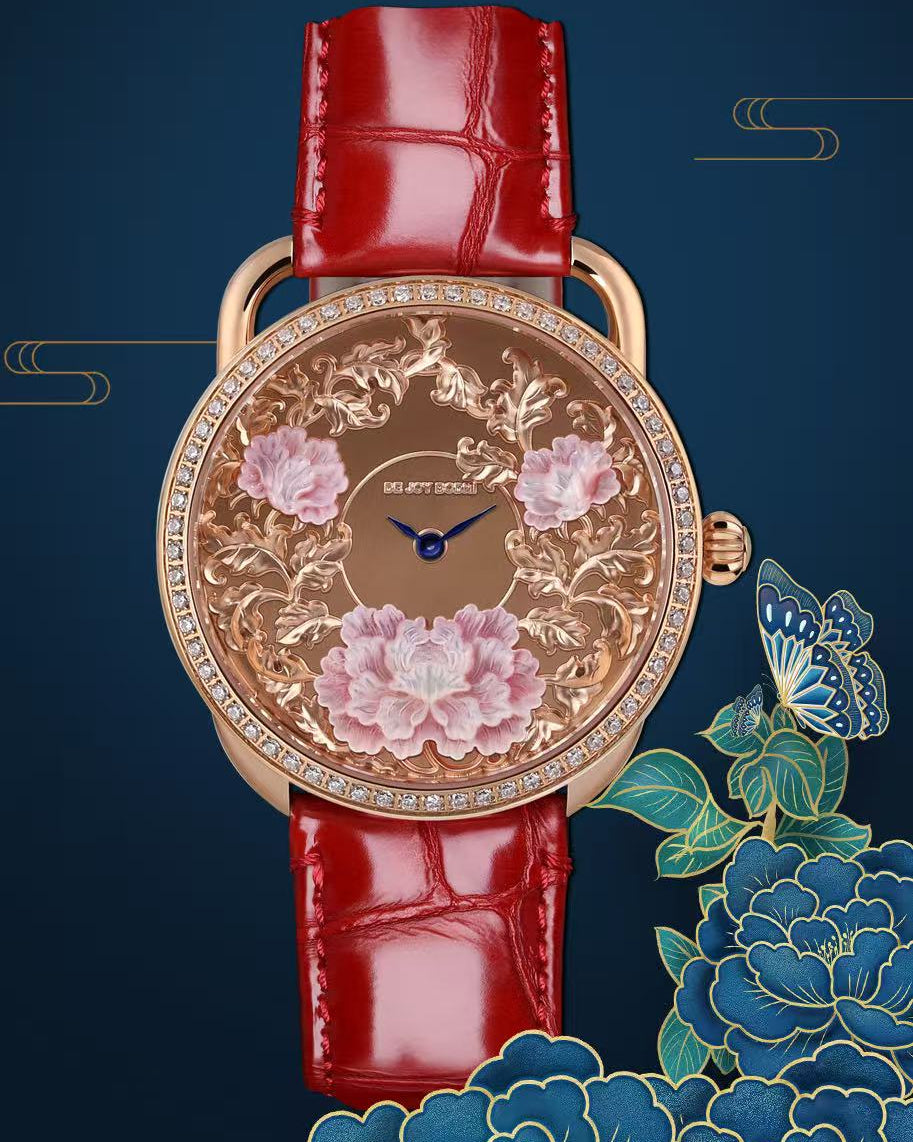 【DEJOY BODHI】43mm Blooming for Prosperity Mother of Pearl Relief Watch | Buddhist Luxury Timepiece