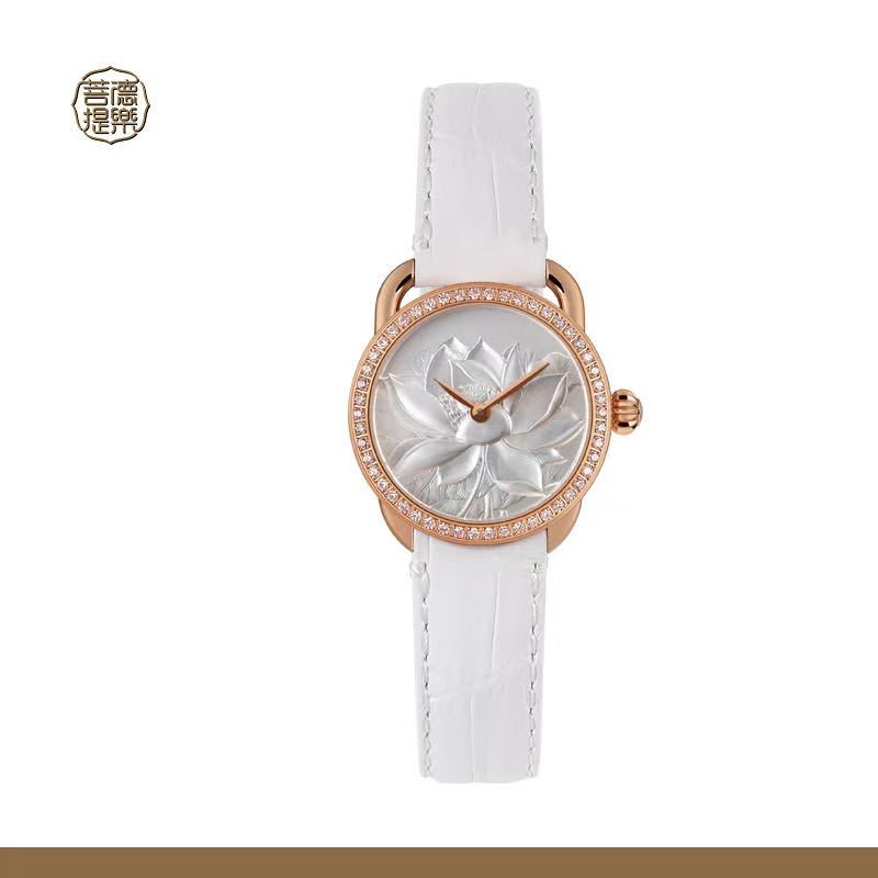 【DEJOY BODHI】27mm Lotus Relief Watch | Buddhist Women's Luxury Timepiece