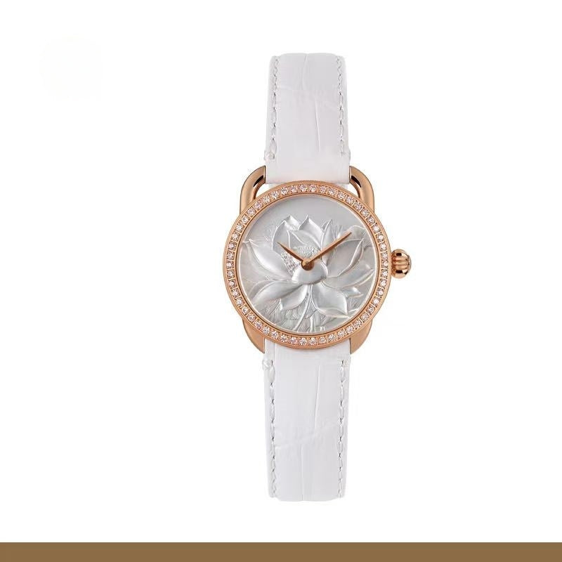 【DEJOY BODHI】27mm Lotus Relief Watch | Buddhist Women's Luxury Timepiece