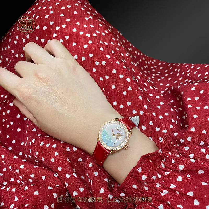 【DEJOY BODHI】27mm Solitary Lotus Relief Watch | Buddhist Women's Luxury Timepiece