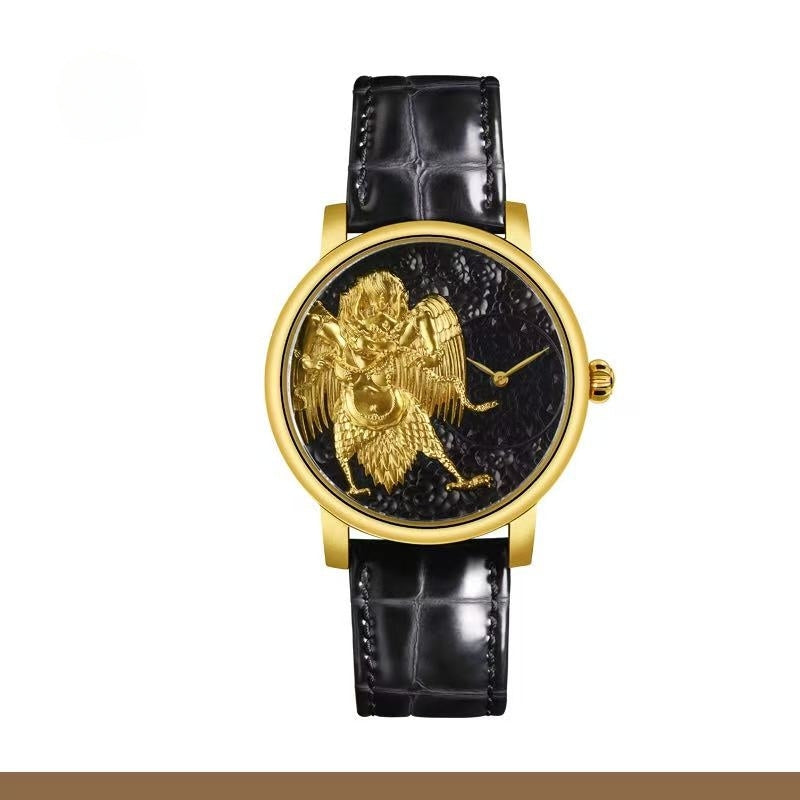 【DEJOY BODHI】45mm Great Peng Golden Wing Relief Watch | Buddhist Luxury Timepiece