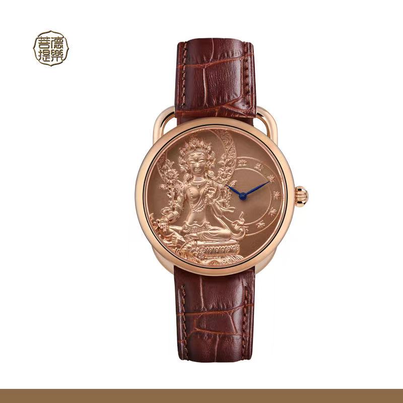 【DEJOY BODHI】Green Arya Tara Relief Watch | Buddhist Diamond Luxury Timepiece