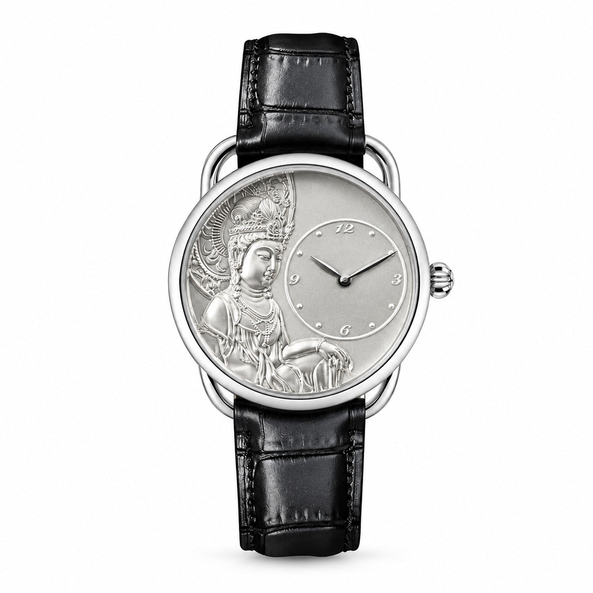 Buddha Hour Guanyin Relief Watch Silver & Gold | Buddhist Luxury Timepiece